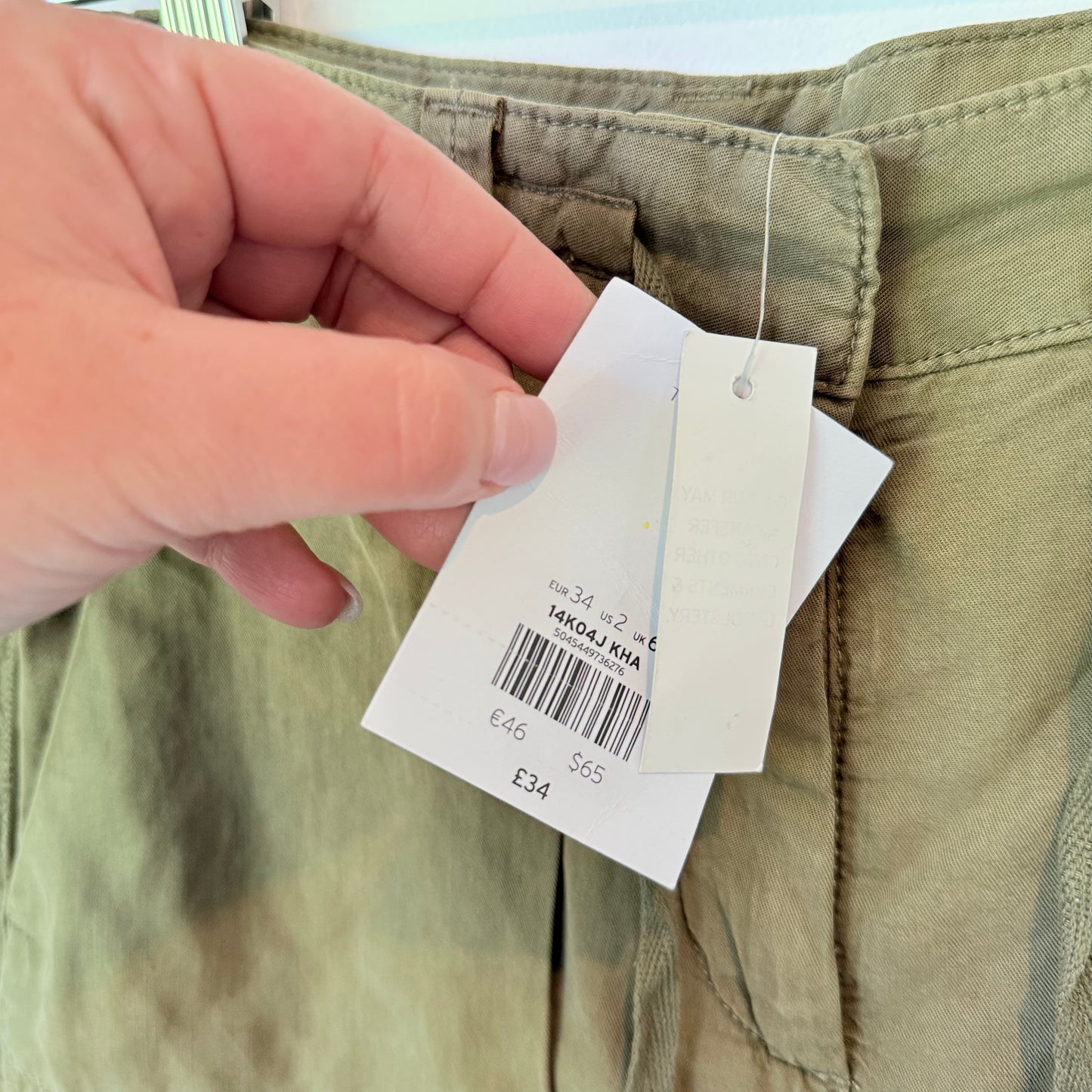 Topshop Khaki Utility Shorts Size 6