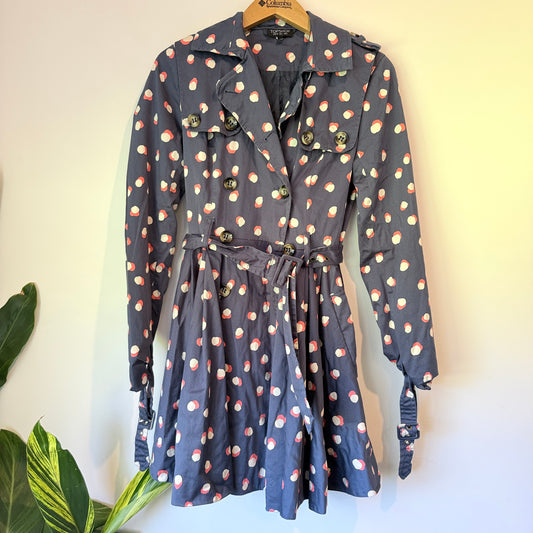 Topshop Polka Dot Trench Coat - Size 6