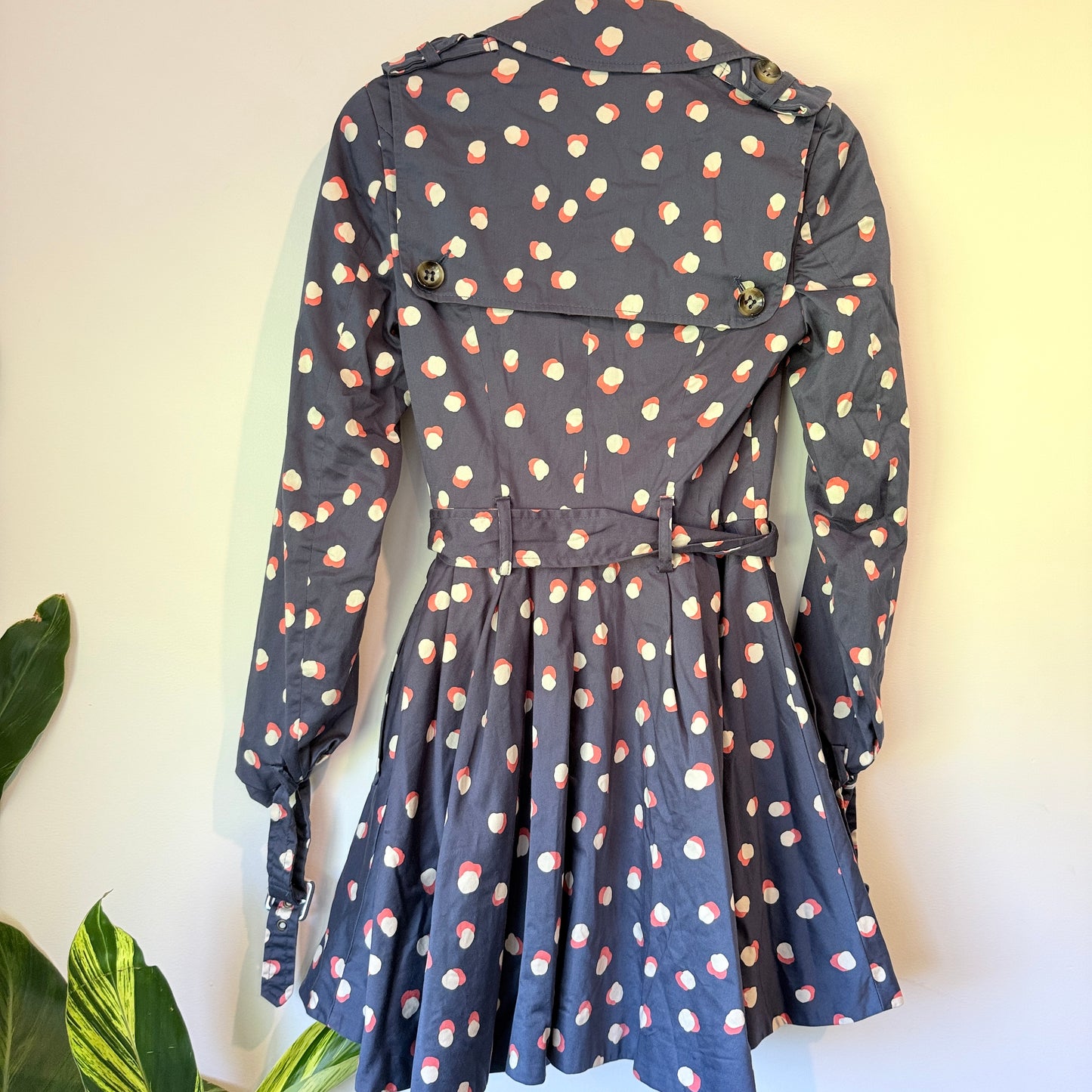 Topshop Polka Dot Trench Coat - Size 6