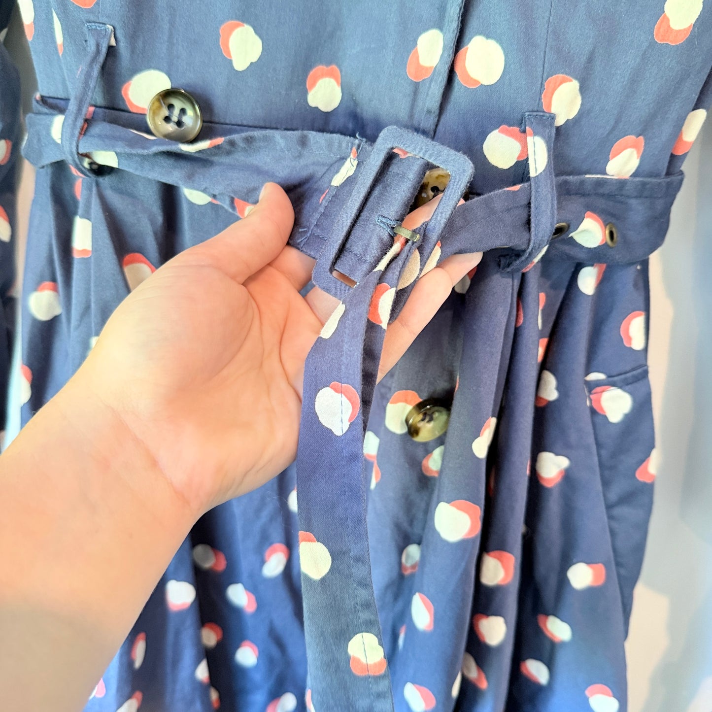 Topshop Polka Dot Trench Coat - Size 6