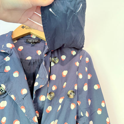 Topshop Polka Dot Trench Coat - Size 6