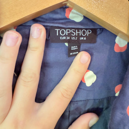 Topshop Polka Dot Trench Coat - Size 6