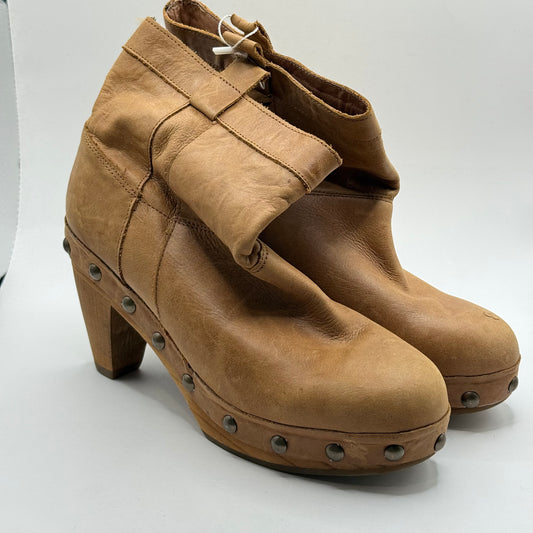 Topshop Tan Leather Studded Clog Boots - Size 38