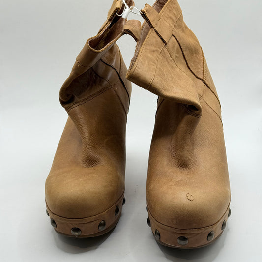 Topshop Tan Leather Studded Clog Boots - Size 38