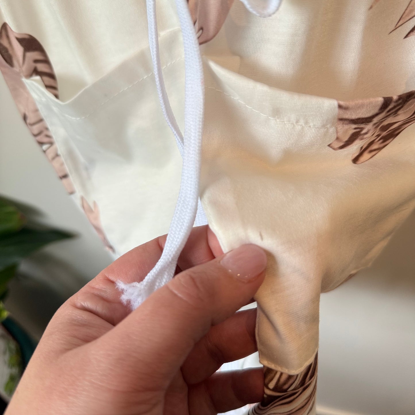 Tropical Leaf Print Tie-Shoulder Mini Dress - Size L