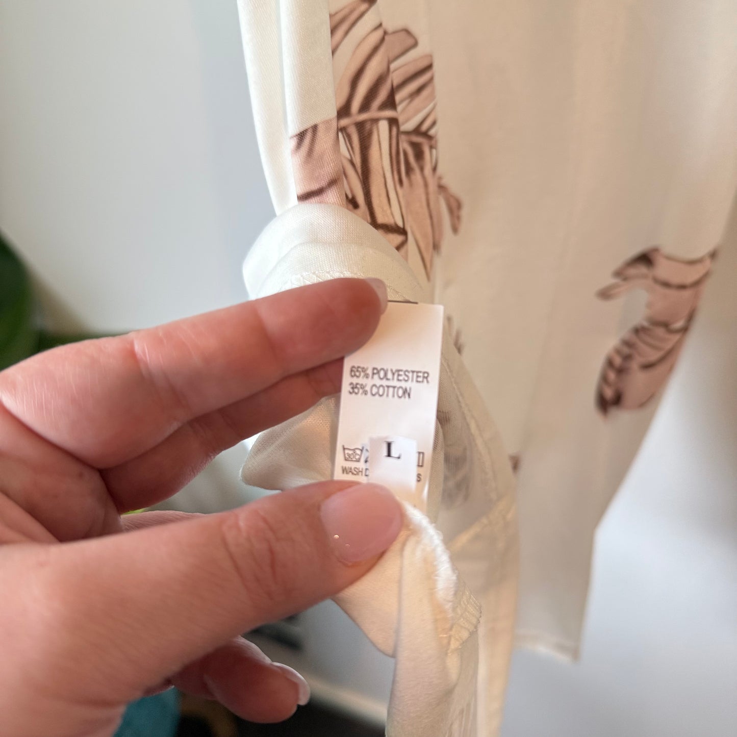 Tropical Leaf Print Tie-Shoulder Mini Dress - Size L