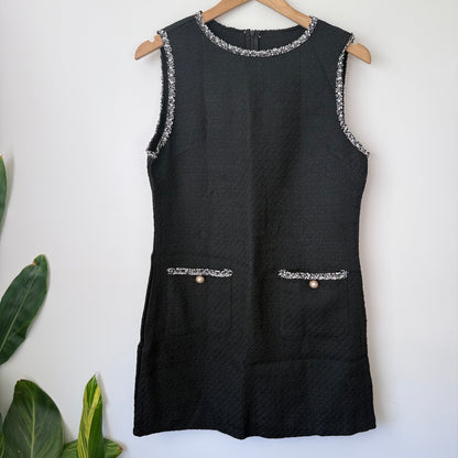 Tweed Style Mini Dress Black Size L