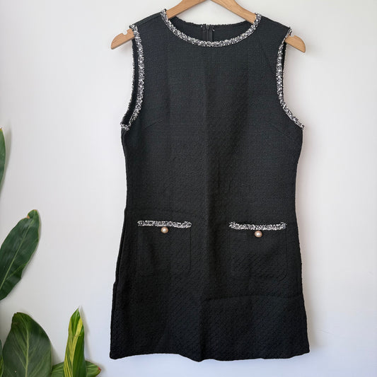 Tweed Style Mini Dress Black Size L