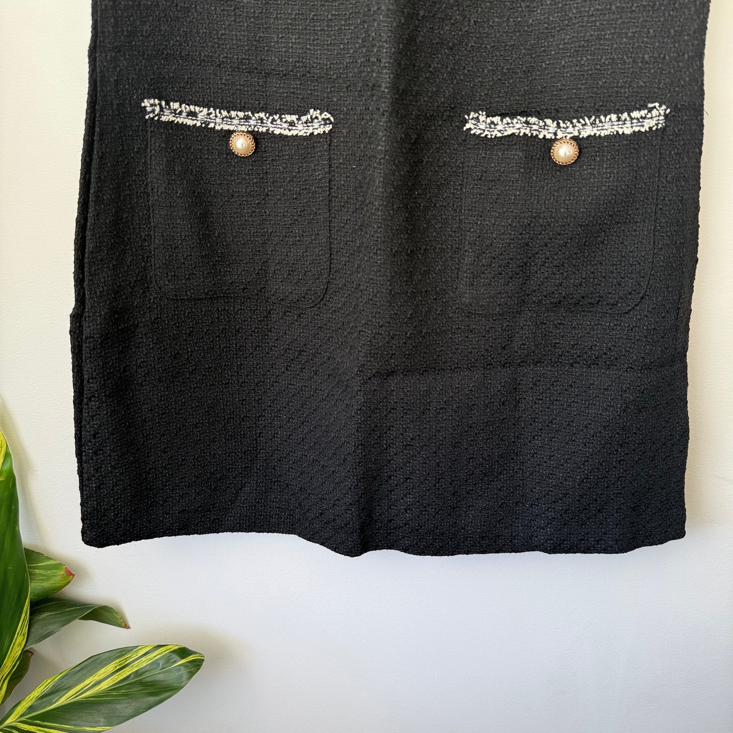 Tweed Style Mini Dress Black Size L