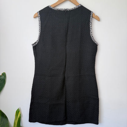 Tweed Style Mini Dress Black Size L