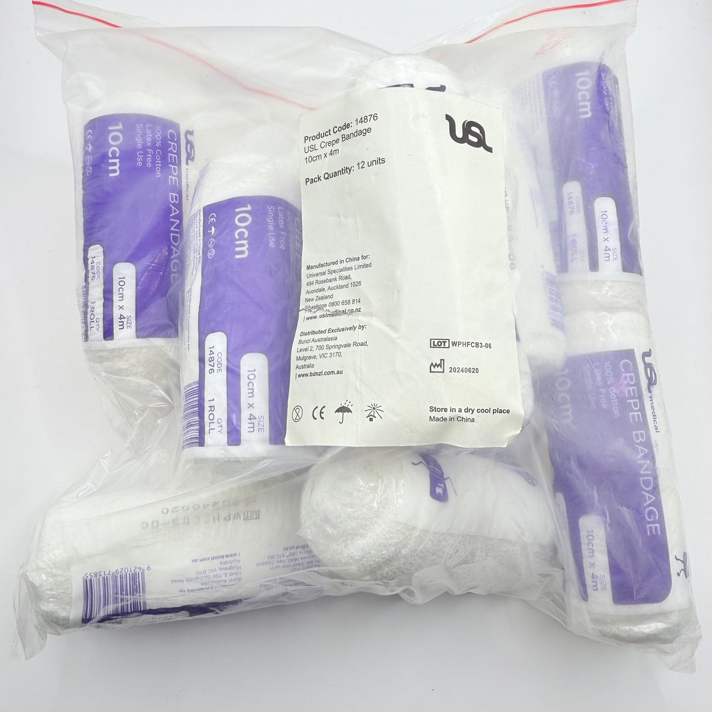 USL Crepe Bandage – 10cm x 4m (Pack of 12)