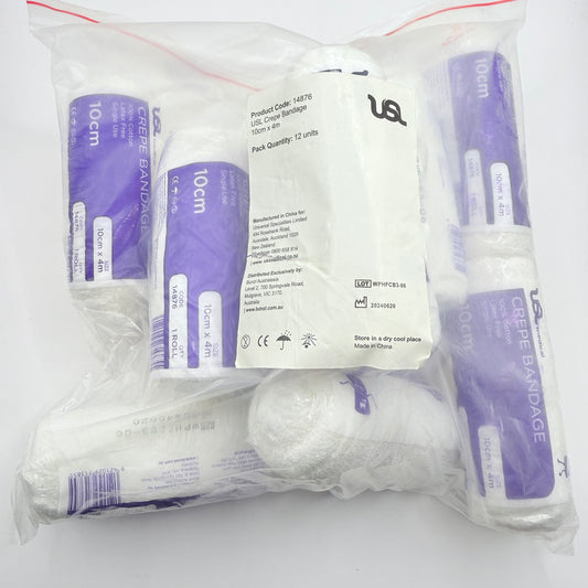 USL Crepe Bandage – 10cm x 4m (Pack of 12)