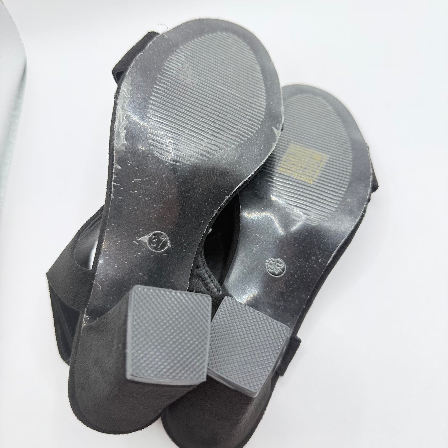 Heeled Comfort Sandals - Black - Size 37