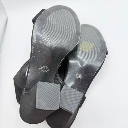 Heeled Comfort Sandals - Black - Size 37