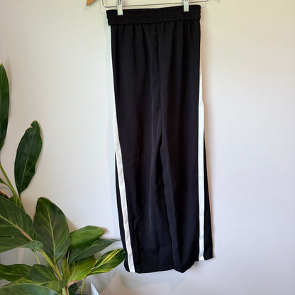 Unbranded Wide-Leg Side-Stripe Pants - Black/White - Size S