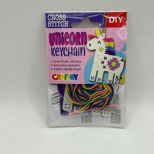 Unicorn cross-stitch keychain kit – diy craft project - needlecraft kits original photo - what’s new crafts