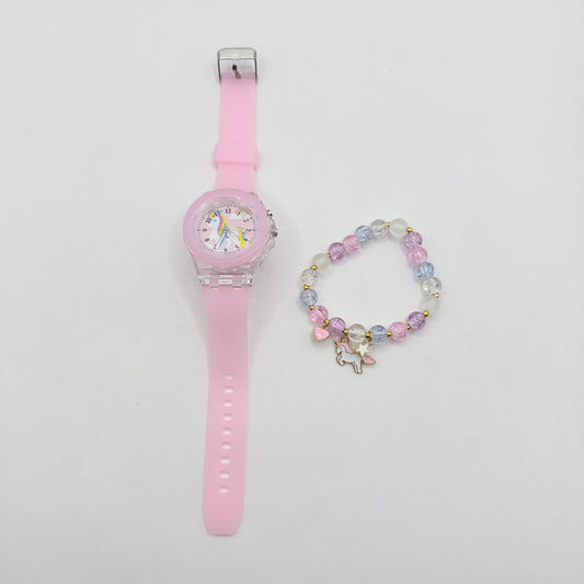 Unicorn Watch & Bracelet Set - Pink