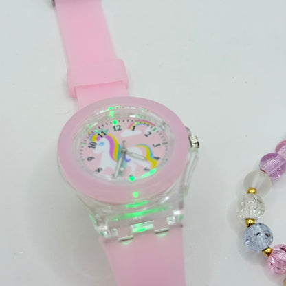 Unicorn Watch & Bracelet Set - Pink