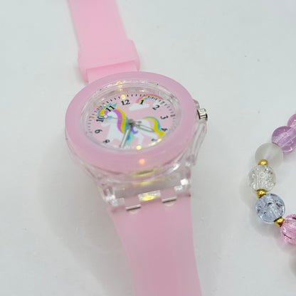 Unicorn Watch & Bracelet Set - Pink