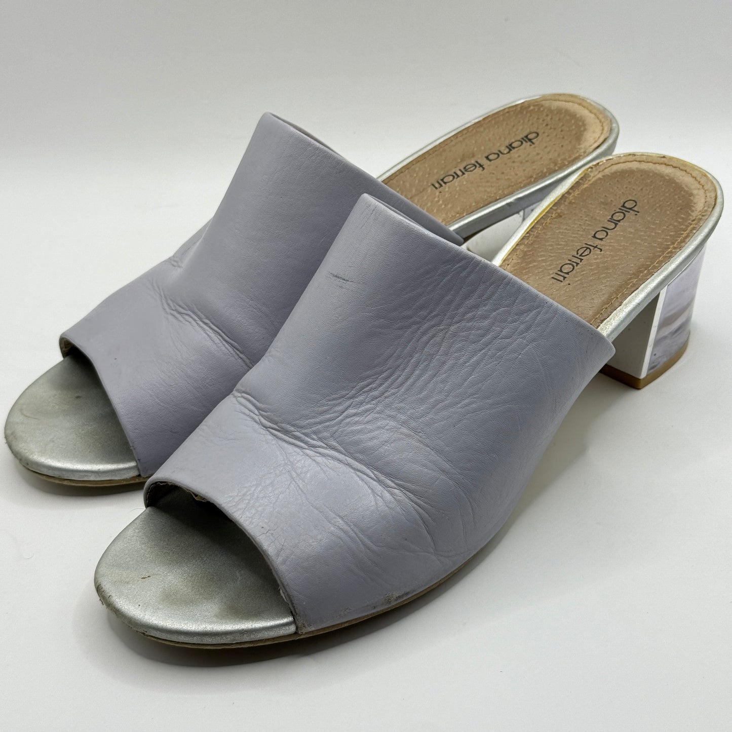 Diana Ferrari Lavender Leather Mules Size 6.5