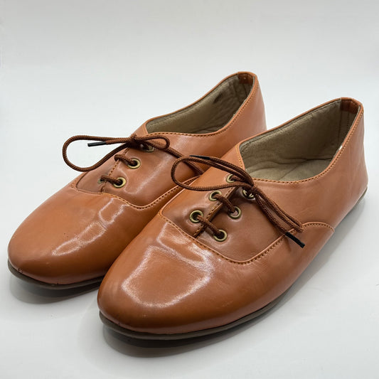 Utopia Tan Brown Lace-Up Flats - Size 41