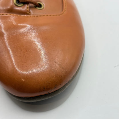 Utopia Tan Brown Lace-Up Flats - Size 41