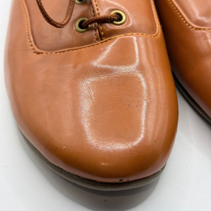 Utopia Tan Brown Lace-Up Flats - Size 41