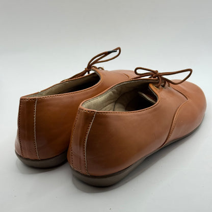 Utopia Tan Brown Lace-Up Flats - Size 41