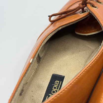 Utopia Tan Brown Lace-Up Flats - Size 41