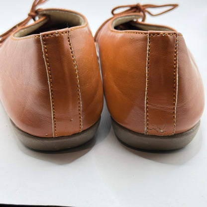 Utopia Tan Brown Lace-Up Flats - Size 41