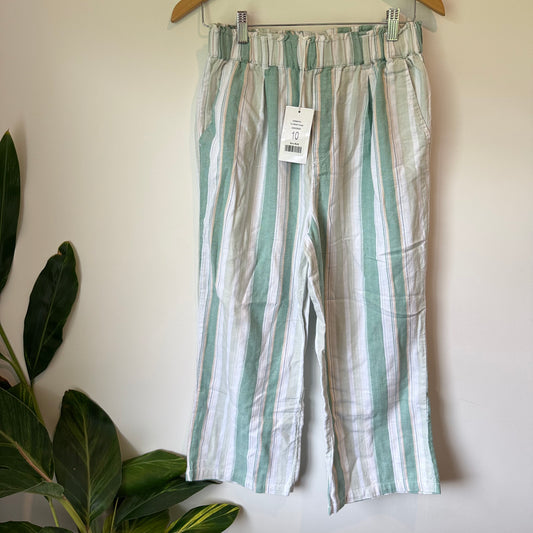 Victoria Hill Tie Waist Crops Ecru Size 10