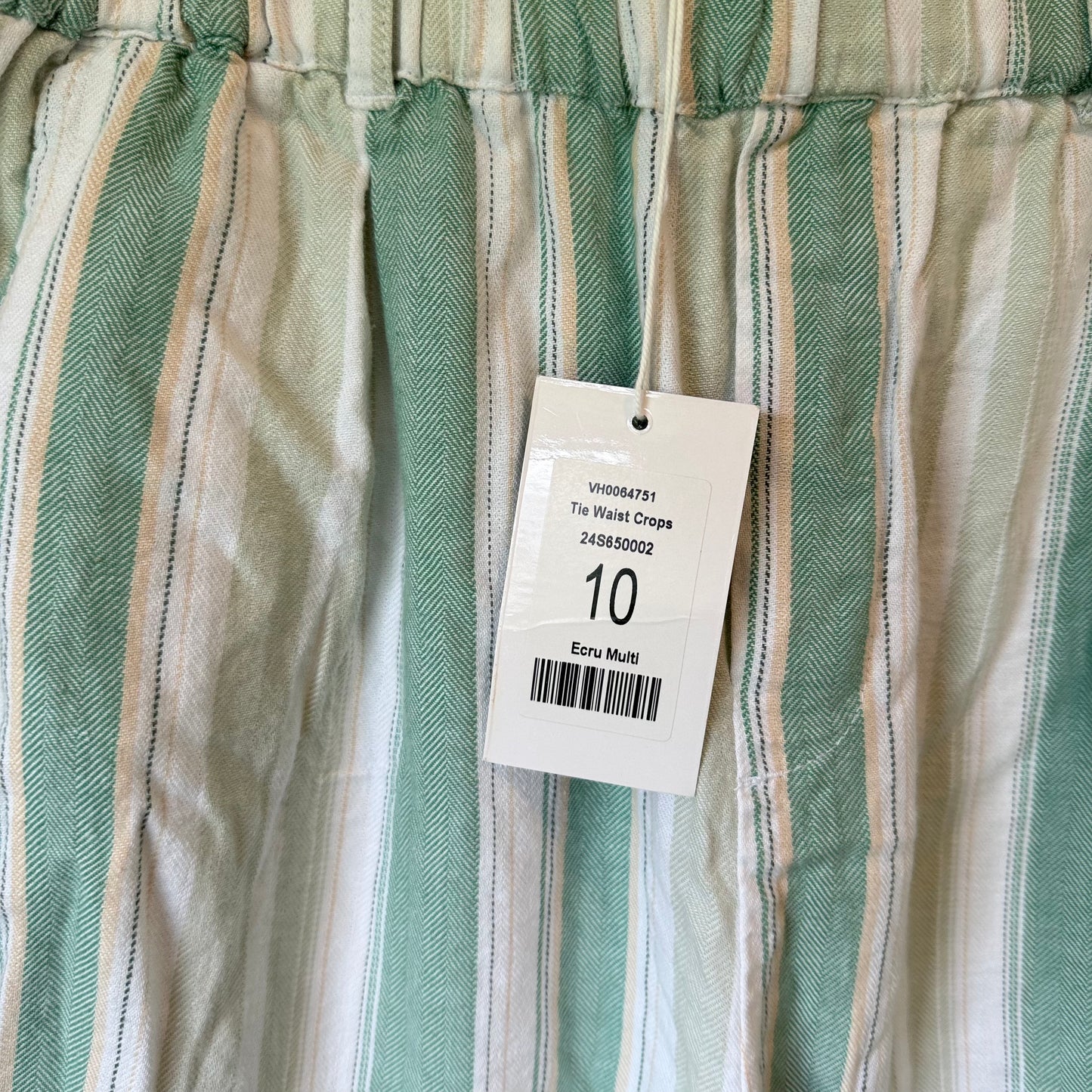Victoria Hill Tie Waist Crops Ecru Size 10