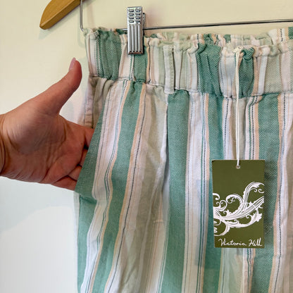 Victoria Hill Tie Waist Crops Ecru Size 10