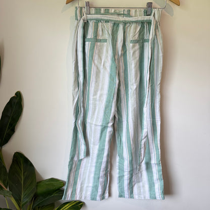 Victoria Hill Tie Waist Crops Ecru Size 10