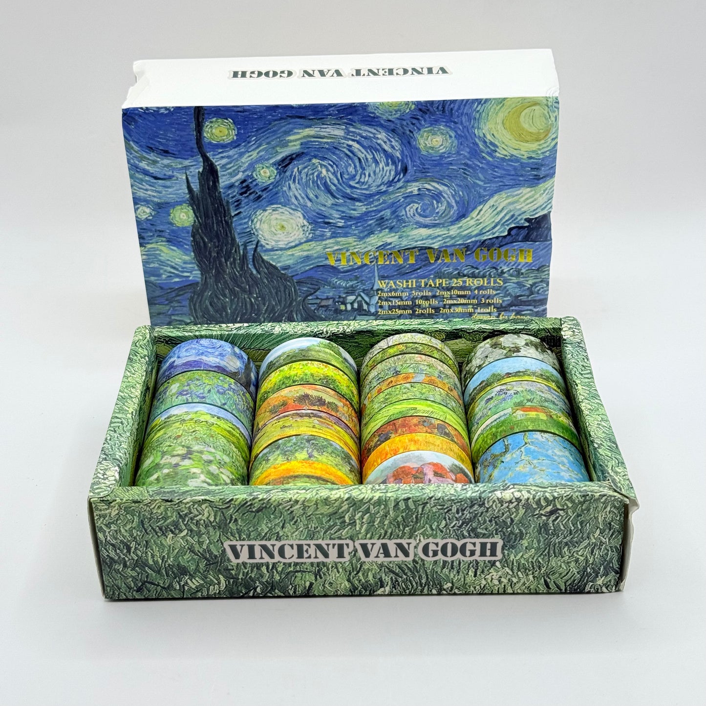 Vincent Van Gogh Washi Tape Set (25 Rolls, Multi-Width)