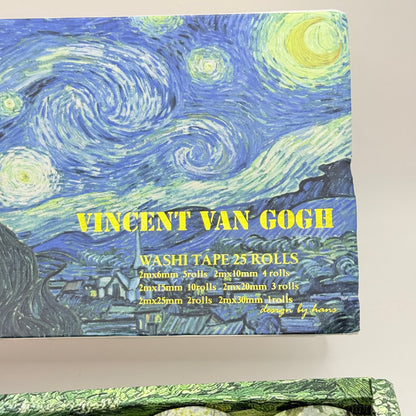 Vincent Van Gogh Washi Tape Set (25 Rolls, Multi-Width)
