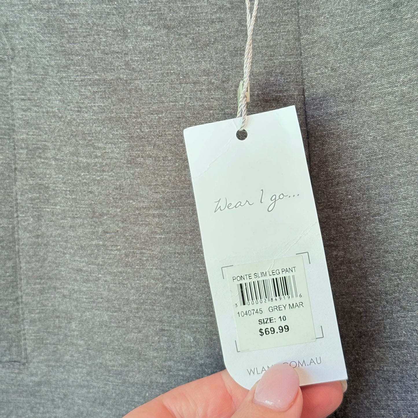 W. Lane Ponte Slim Leg Pants – Grey Marle (Size 10)