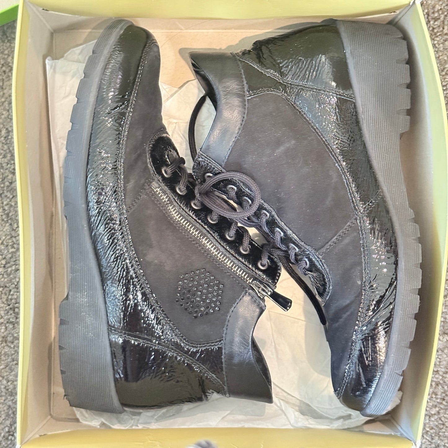 Waldläufer Kamela Black Leather Comfort Ankle Boots - 9.5 US