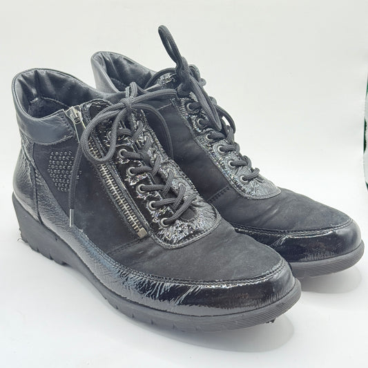 Waldläufer Kamela Black Leather Comfort Ankle Boots - 9.5 US