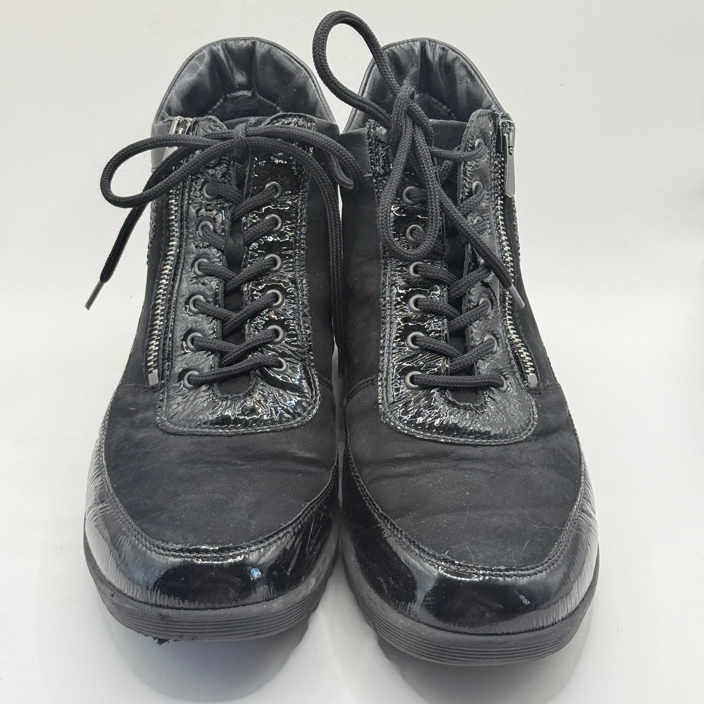 Waldläufer Kamela Black Leather Comfort Ankle Boots - 9.5 US