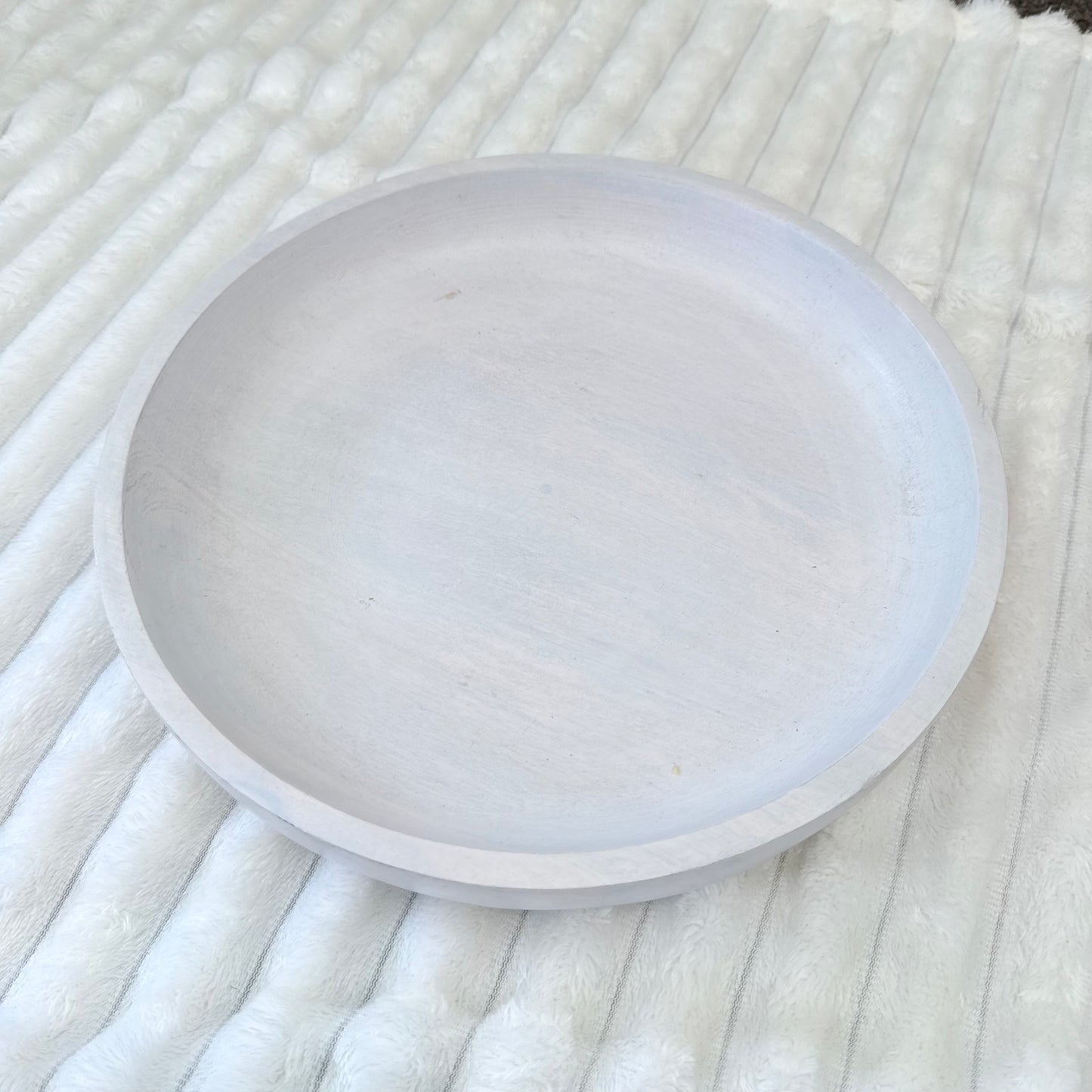 Whitewashed Wooden Round Tray