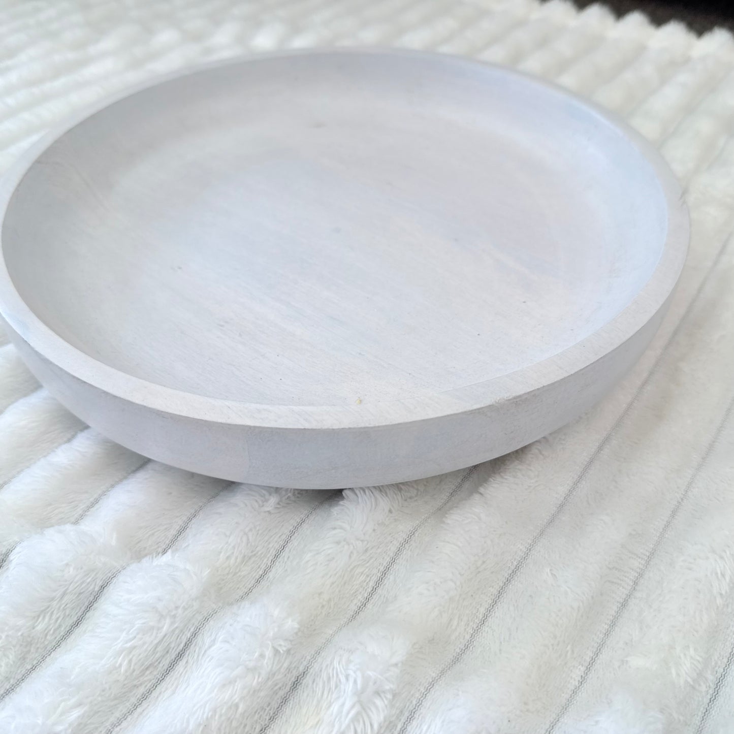 Whitewashed Wooden Round Tray