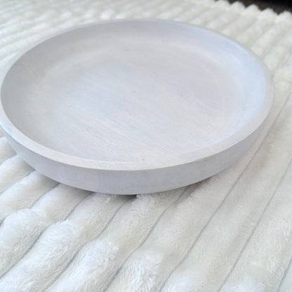 Whitewashed Wooden Round Tray