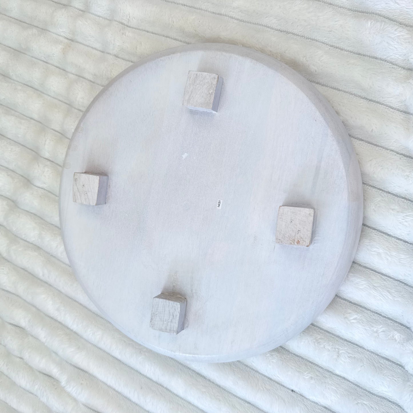 Whitewashed Wooden Round Tray