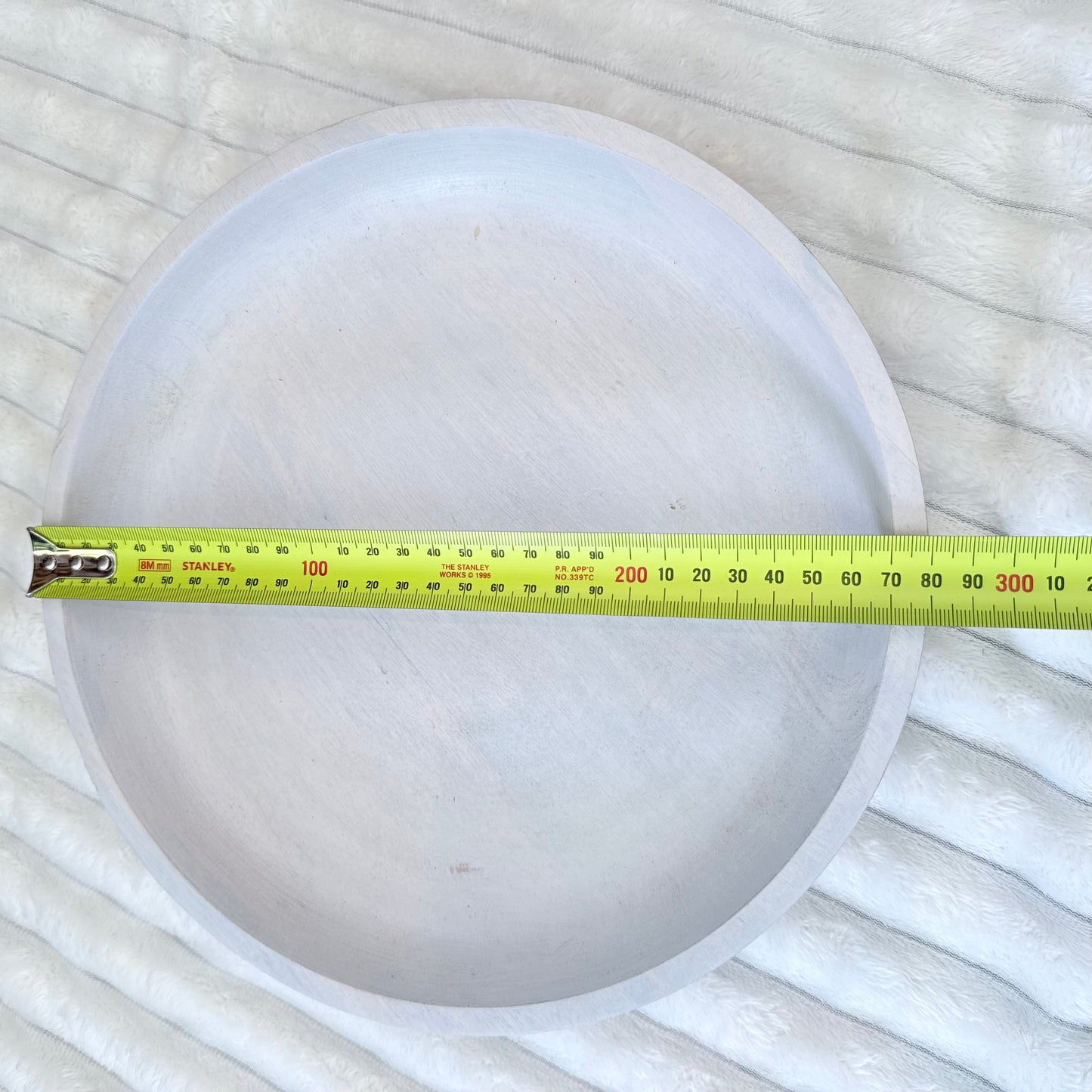 Whitewashed Wooden Round Tray