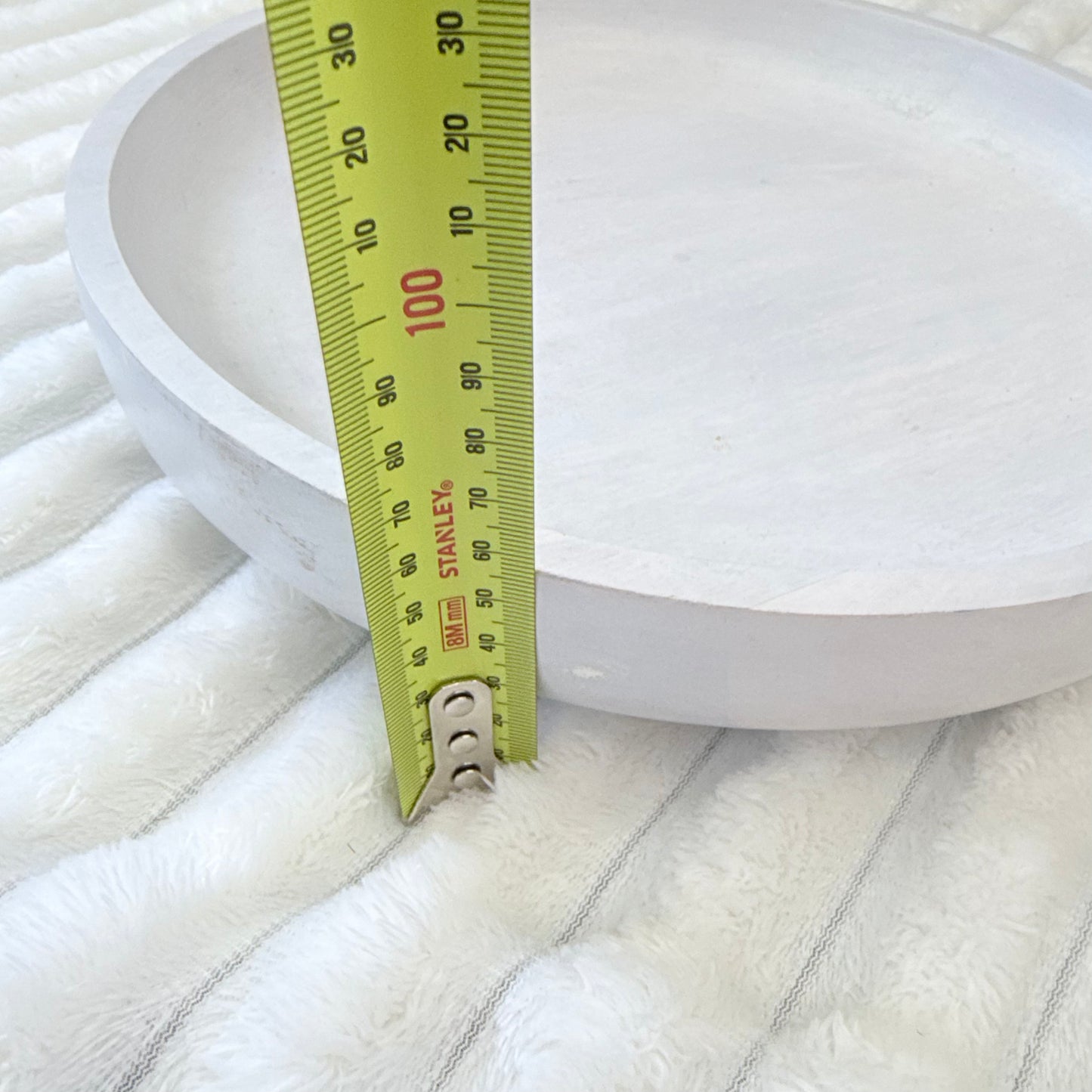 Whitewashed Wooden Round Tray