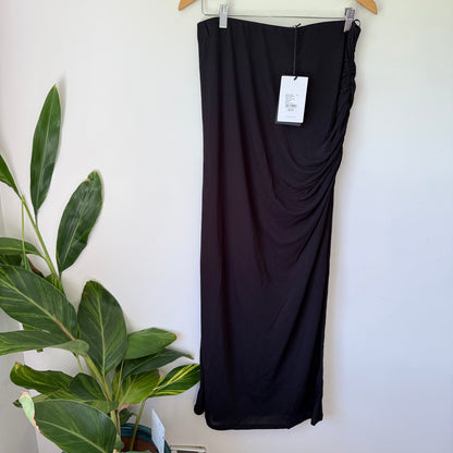 Witchery Black Jersey Gathered Skirt Size M
