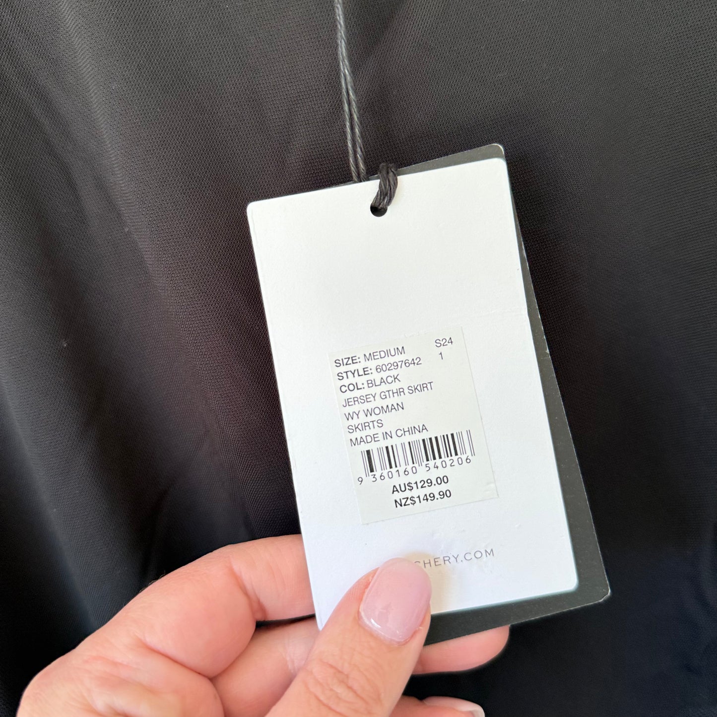 Witchery Black Jersey Gathered Skirt Size M