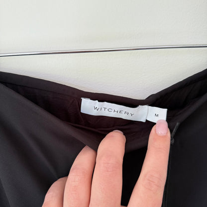 Witchery Black Jersey Gathered Skirt Size M