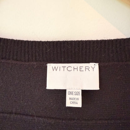 Witchery Black V-Neck Poncho Jumper - One Size